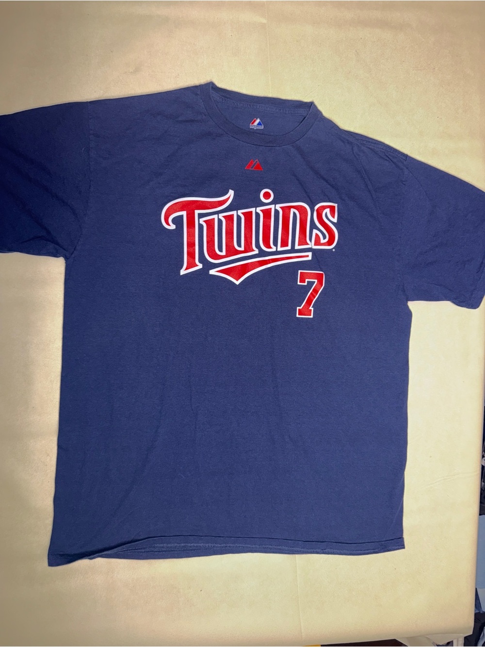 Majestic Mauer Twins Logo Tee - Navy with Red